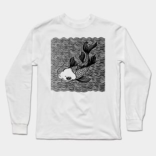 Koi Fish Great Wave Tattoo V2 Blk Long Sleeve T-Shirt